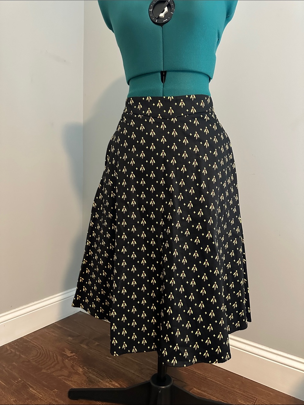Black Firefly A-Line Cotton Midi Skirt by Miss Lulo